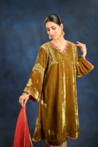 Zehra Velvet Embroidered Kurta Set - Image 8