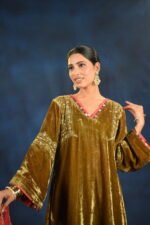 Zehra Velvet Embroidered Kurta Set - Image 9