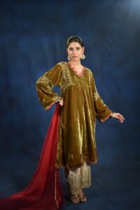 Zehra Velvet Embroidered Kurta Set - Image 10