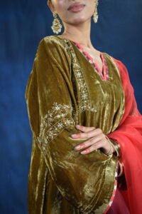 Zehra Velvet Embroidered Kurta Set - Image 7